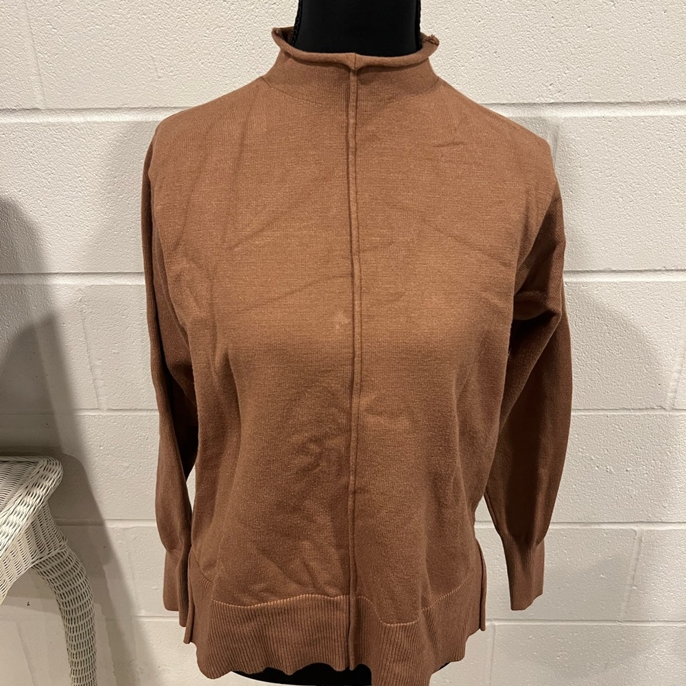 TWO PIECE SET: Brown Mock Neck Sweater and Pant Set